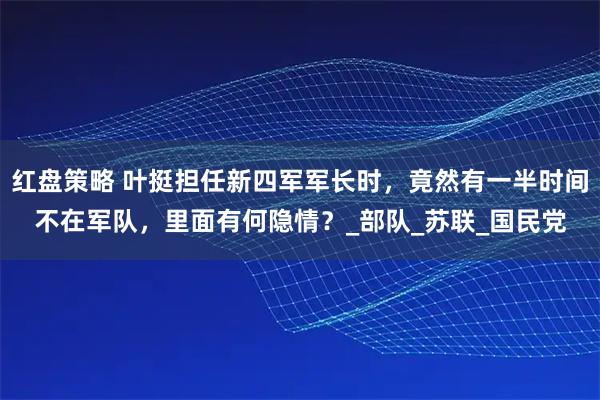 红盘策略 叶挺担任新四军军长时,竟然有一半时间不在军队,里面有何隐情?_部队_苏联_国民党