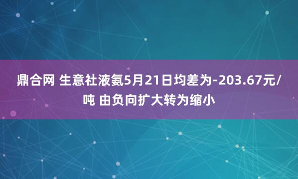 鼎合网 生意社液氨5月21日均差为-203.67元/吨 由负向扩大转为缩小